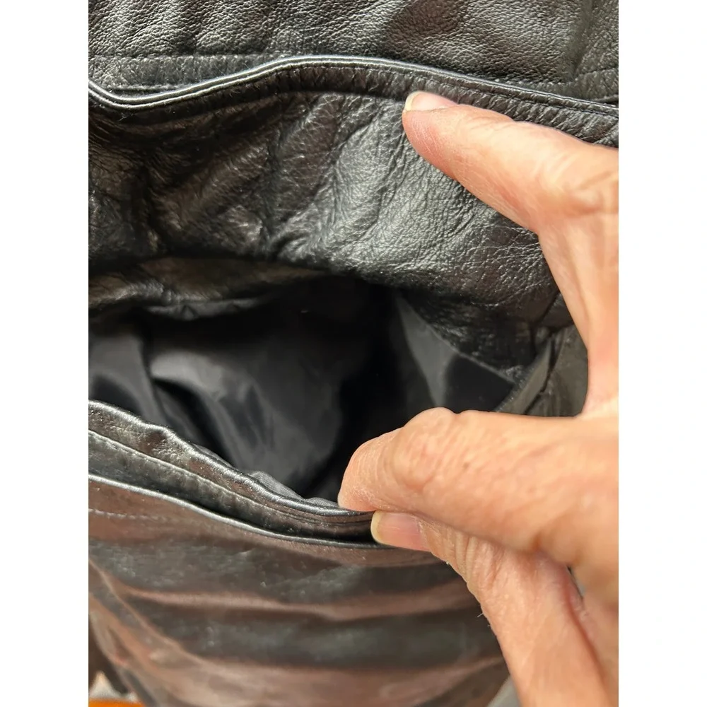Phase Two Leather‎ Jacket Mens XL Black Zip Front Heavy Utility Coat 4 lbs